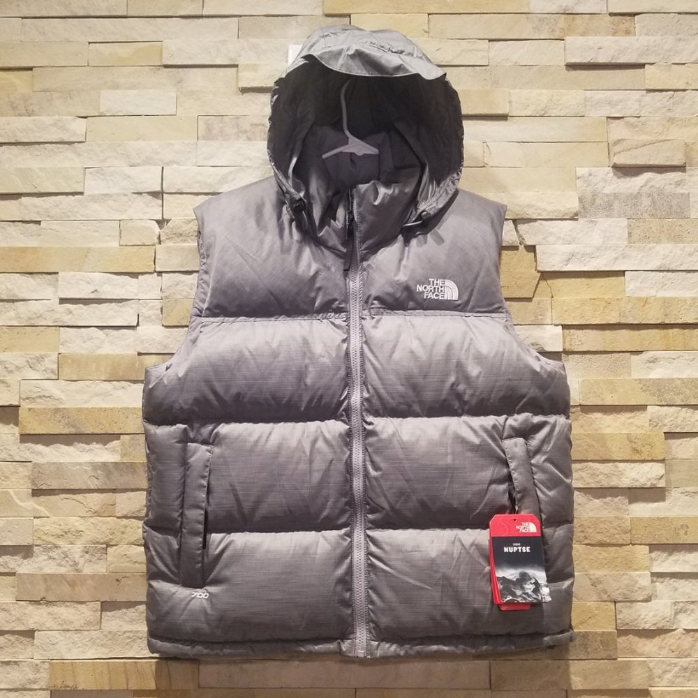 NEW North Face Womens 96 Nuptse Puffer Vest Large Grey Gray Puff Bubble Jacket